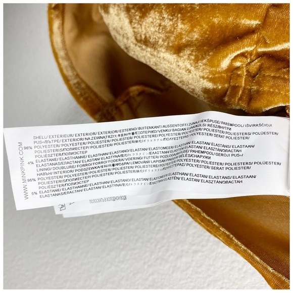 NWT MinkPink Meknes Gold Velvet Ruched Mini Dress Size Medium - Picture 12 of 13